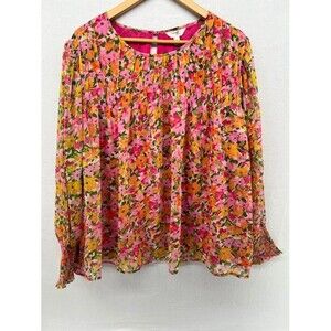 Terra & Sky Women's‎ Long Sleeve Peasant Top Floral Size 2X